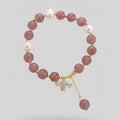Mauve Pearl Beaded Bracelet With Butterfly Charm – jewelry (view 1)