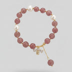 Mauve Pearl Beaded Bracelet With Butterfly Charm – jewelry (view 1)