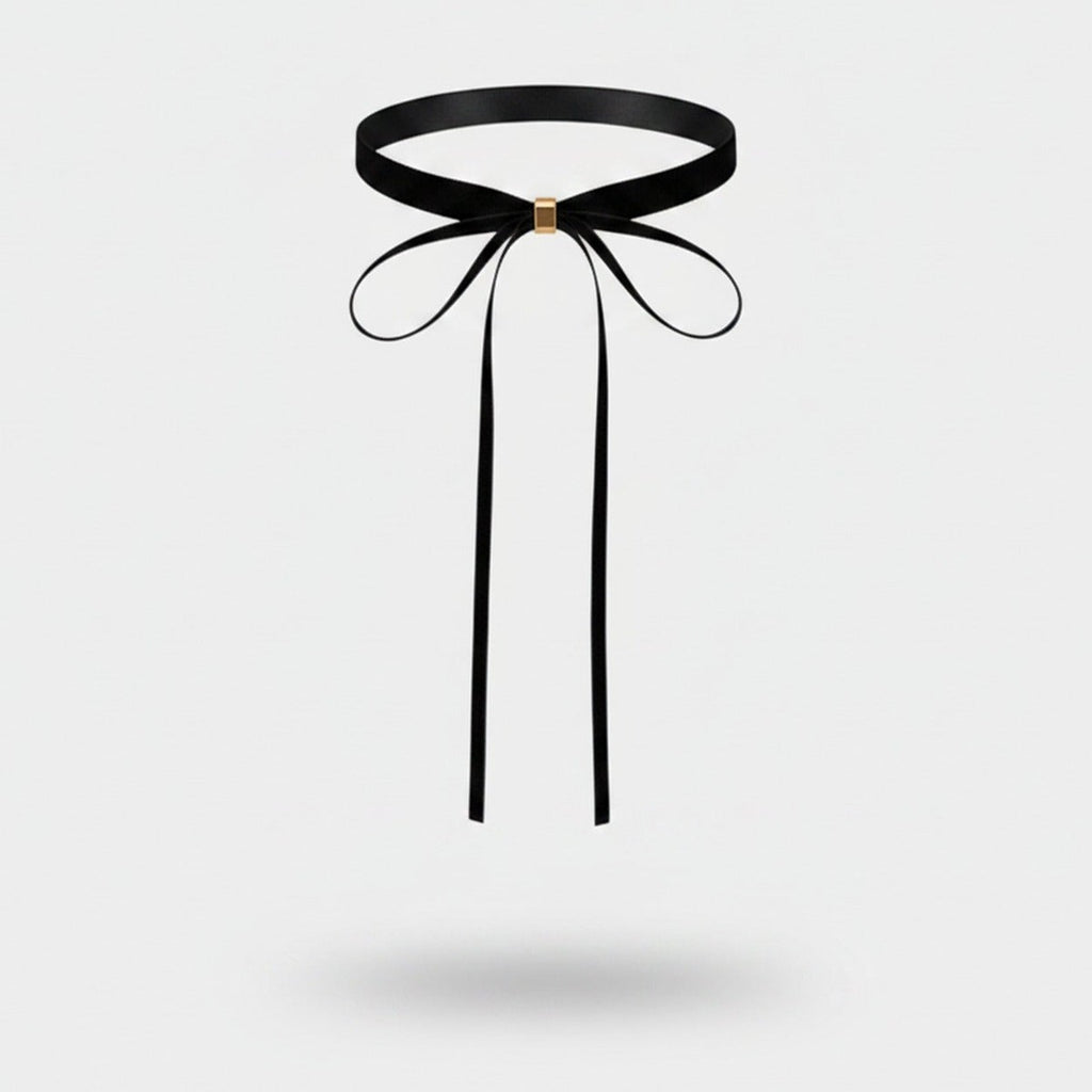 Black Ribbon Bow Choker Necklace – jewelry (view 1)