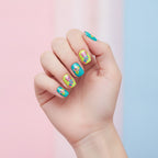 Playful Bow & Star Nail Set - Neon Yellow & Teal