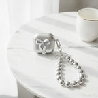 Bow Pearl Charm Airbuds Case - Silver (for AirPods 4)