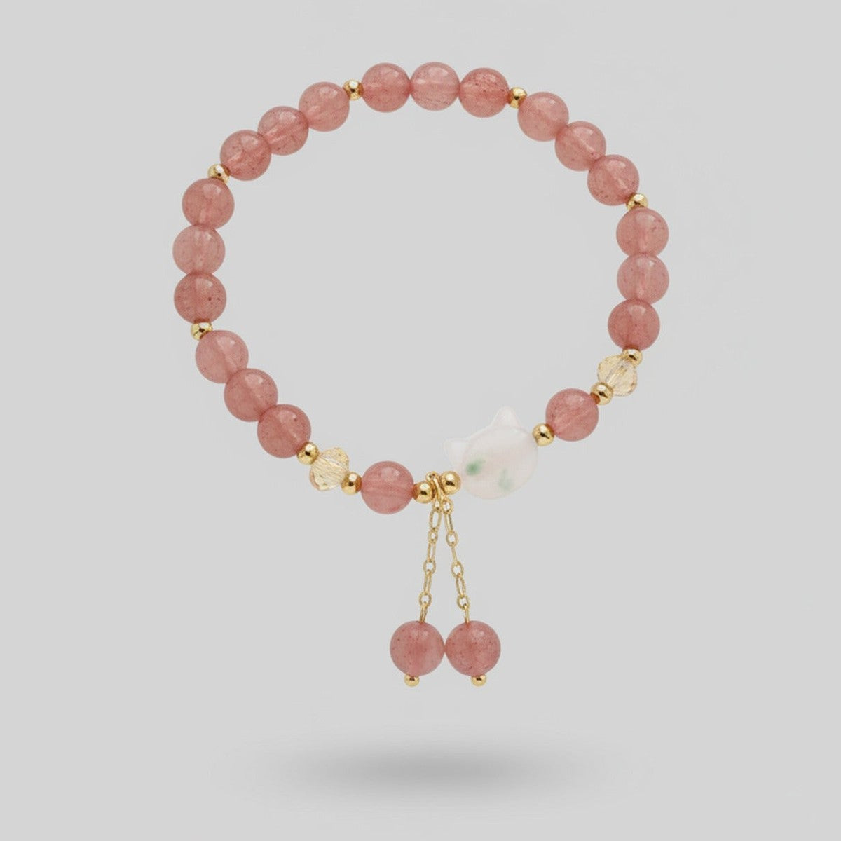 Rose Quartz Beaded Bracelet With Charm Drops – jewelry (view 1)