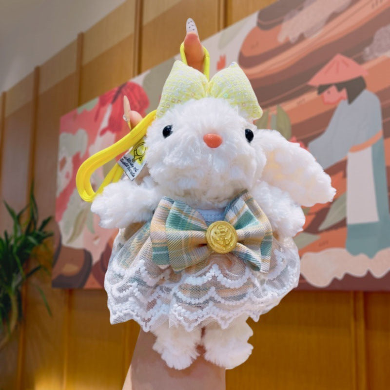 Dress Up Bunny Plush Keychain Cute Bag Charm Gift Toy - Green