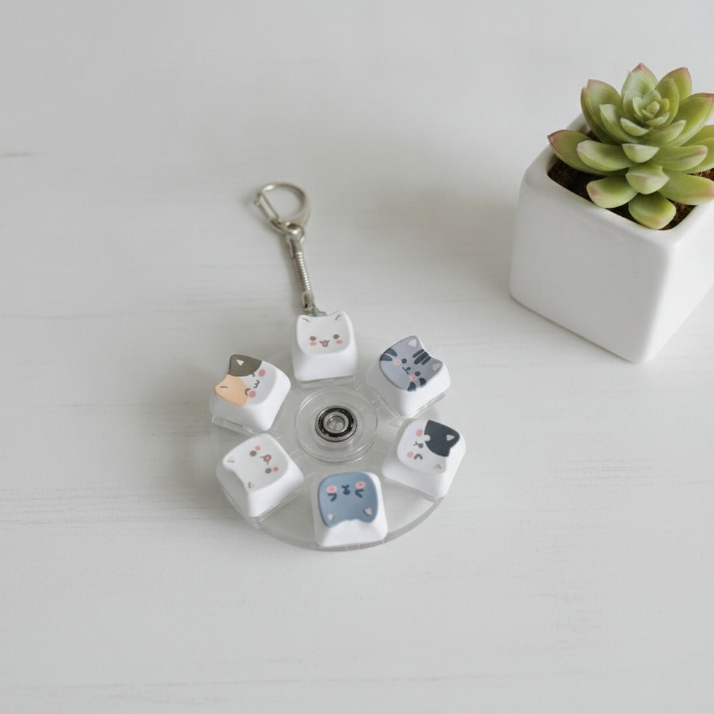 Spin Wheel Animal Face Keychain - Kitty Squad