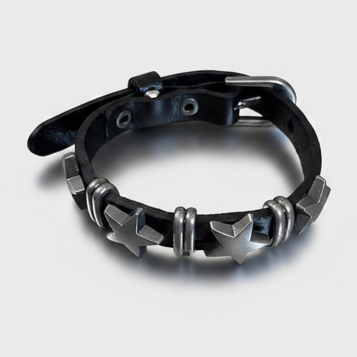 Black Leather Star Stud Bracelet – jewelry (view 1)