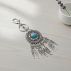 Turquoise Dreamcatcher Keychain - Silver