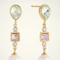 Gold Plated Pastel Gemstone Pearl Drop Earrings – jewelry (view 1)