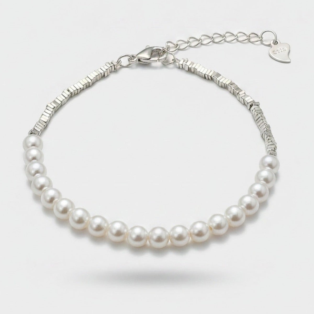 Pearl Beaded Silver Chain Bracelet – jewelry (view 1)
