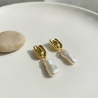 Baroque Pearl Drop Earrings - Gold Pearl