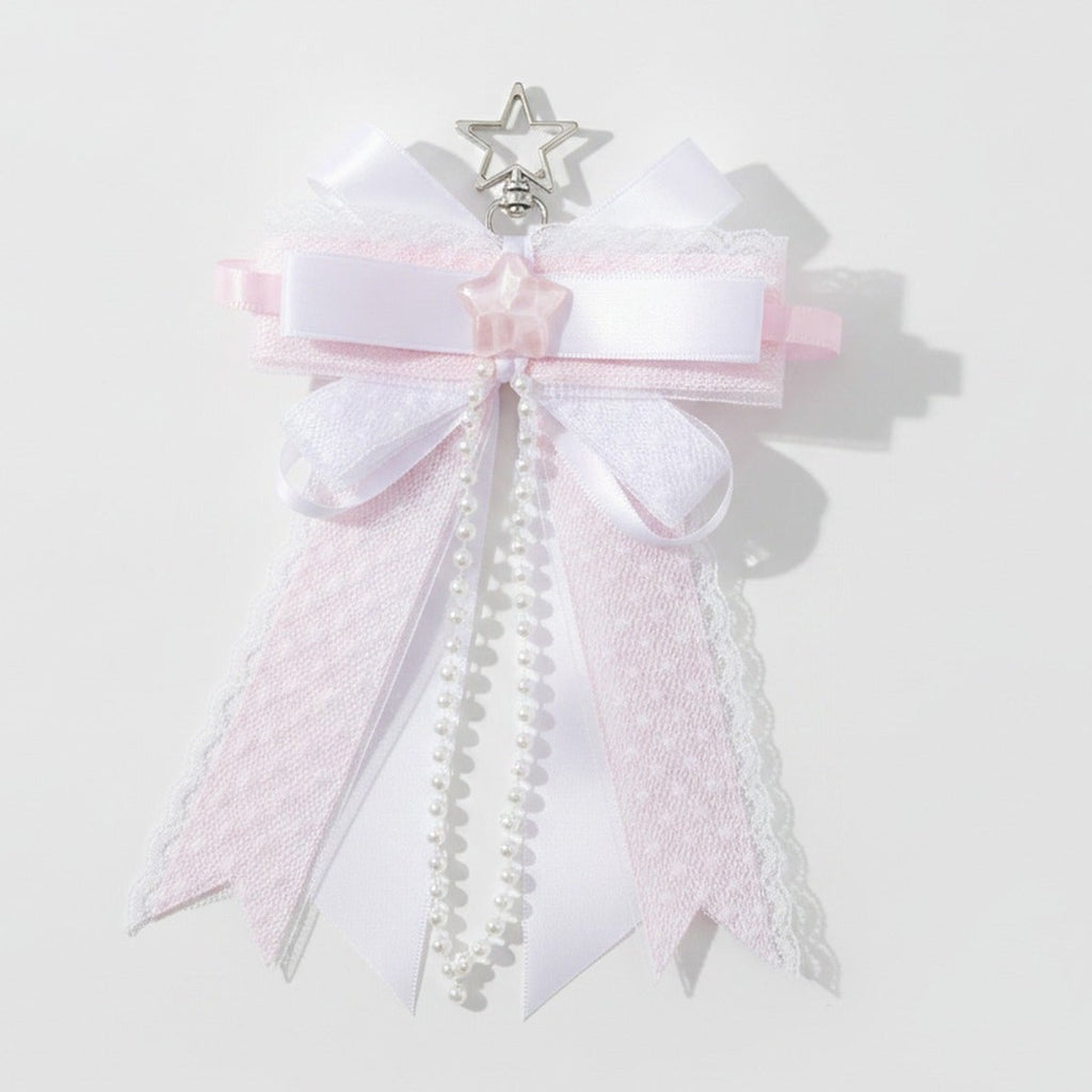 Layered Bow Bag Charm - Pink