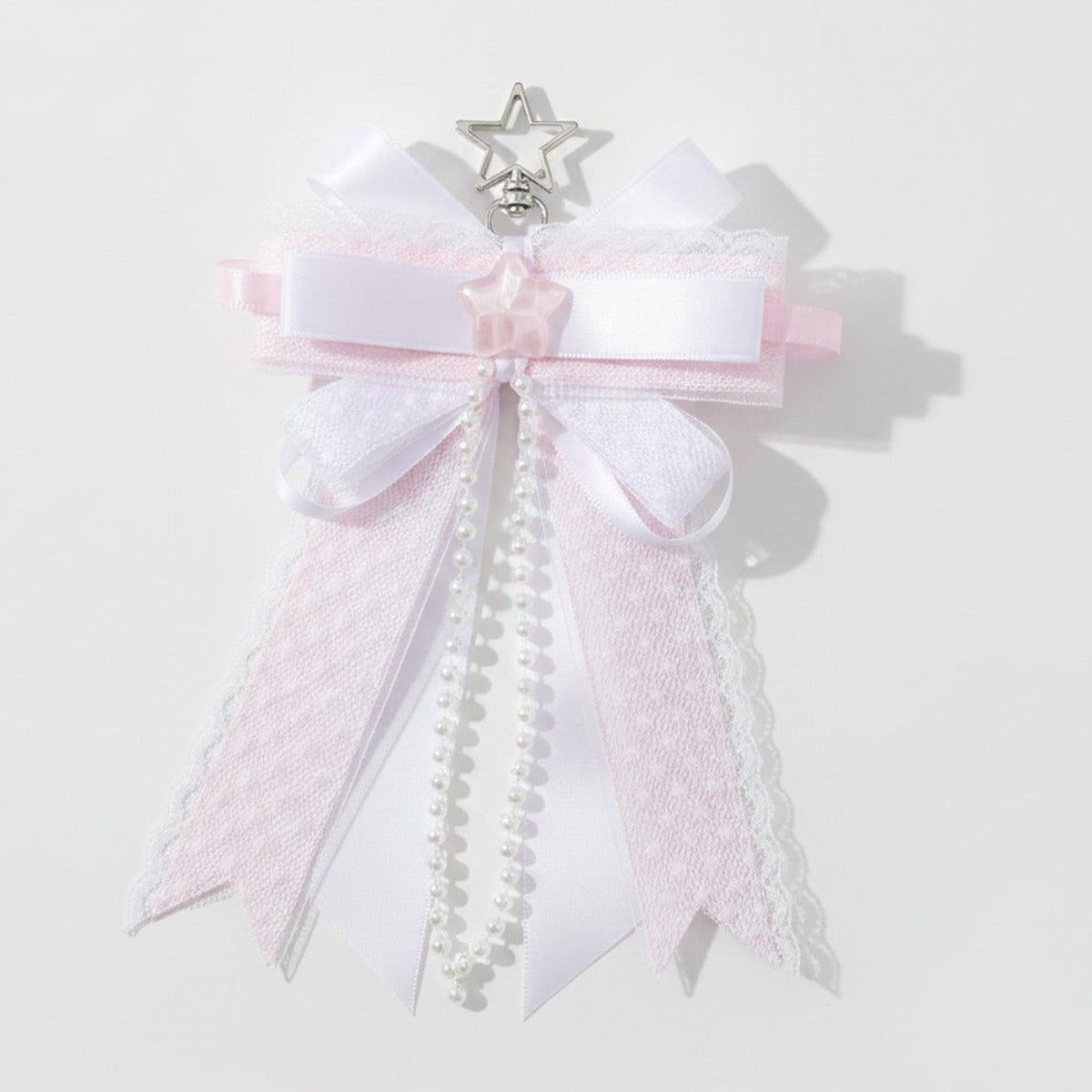 Layered Bow Bag Charm - Pink