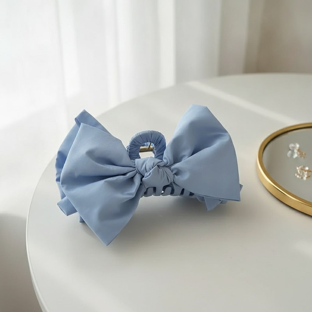 Oversized Bow Hair Claw - Periwinkle Blue