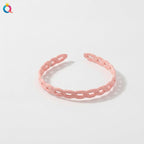 Braided Padded Headband with Cutout Details - Matte Chain Hair Hoop Korean Pink – hair accessories (view 1)