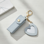 Heart Cutout Leather Keychain - Sky Blue