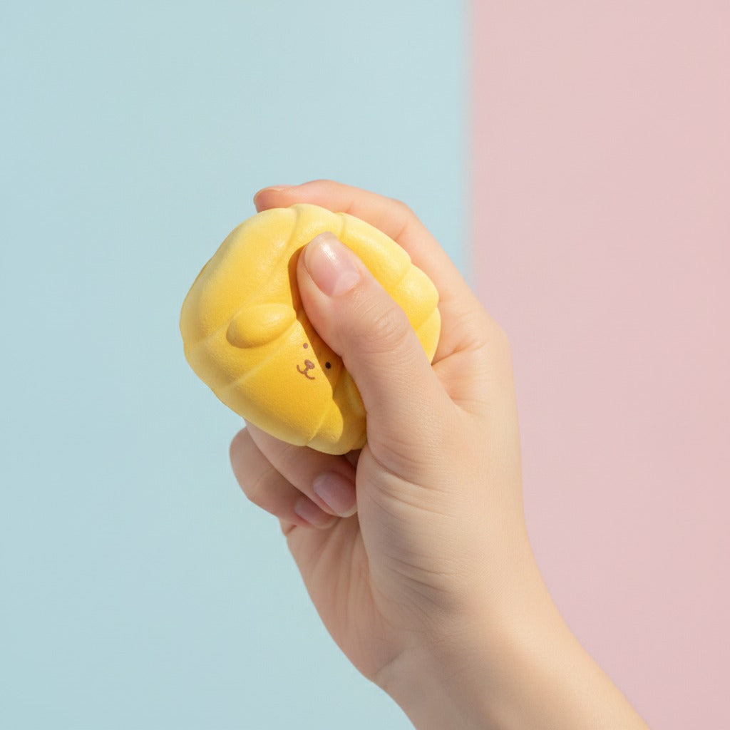 Squishy Melon Ball - Yellow - squeeze in hand