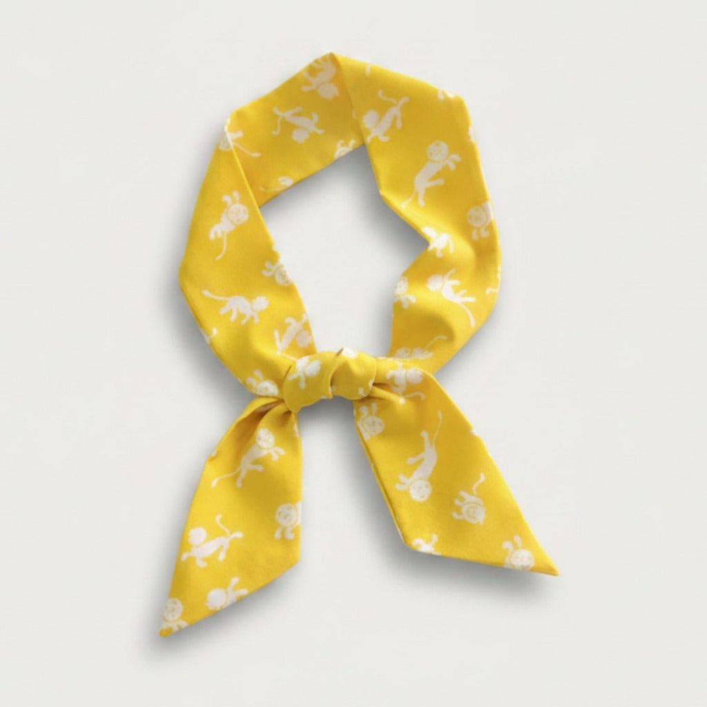 Yellow Monkey Print Bow Neck Scarf – scarves & belts (view 1)