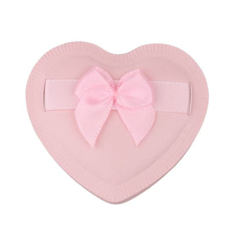 Heart-shaped bow cotton candy puff cushion puff - Pink