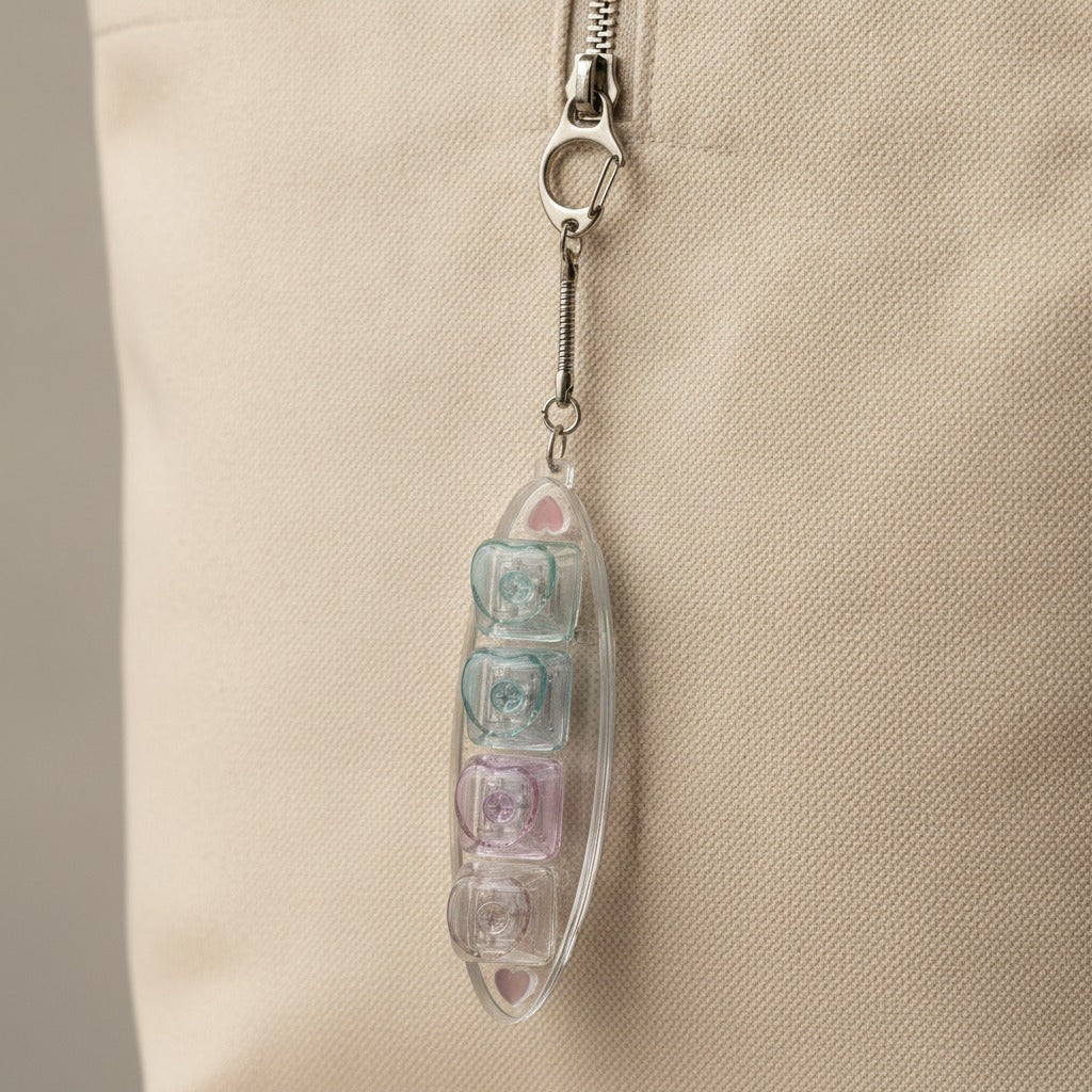 Heart Keycap Light-Up Keychain - Pastel Mix