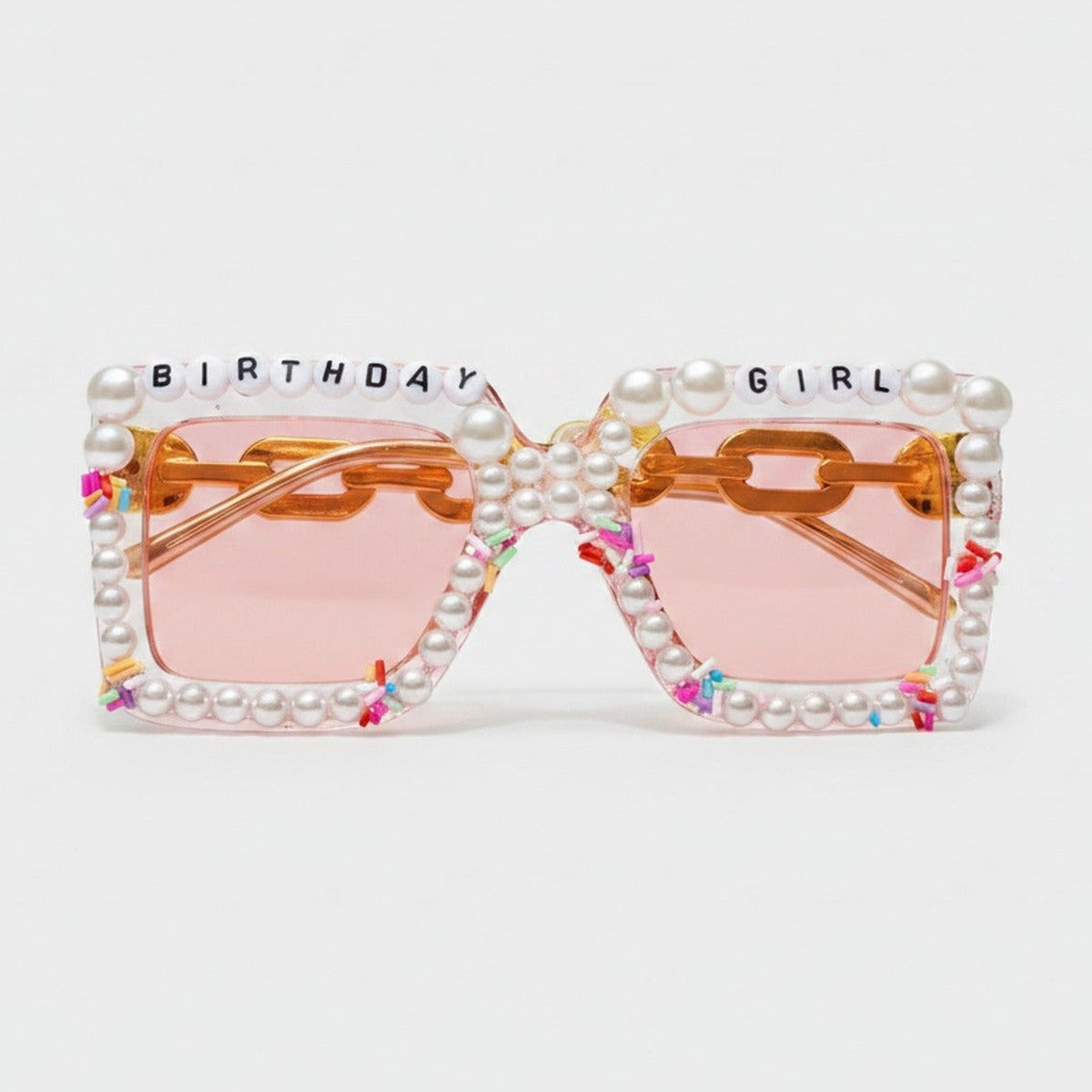 Pearl Beaded Birthday Girl Sunglasses - Flower Field Hair Clip #B05 Transparent Pink – eyewear (view 1)