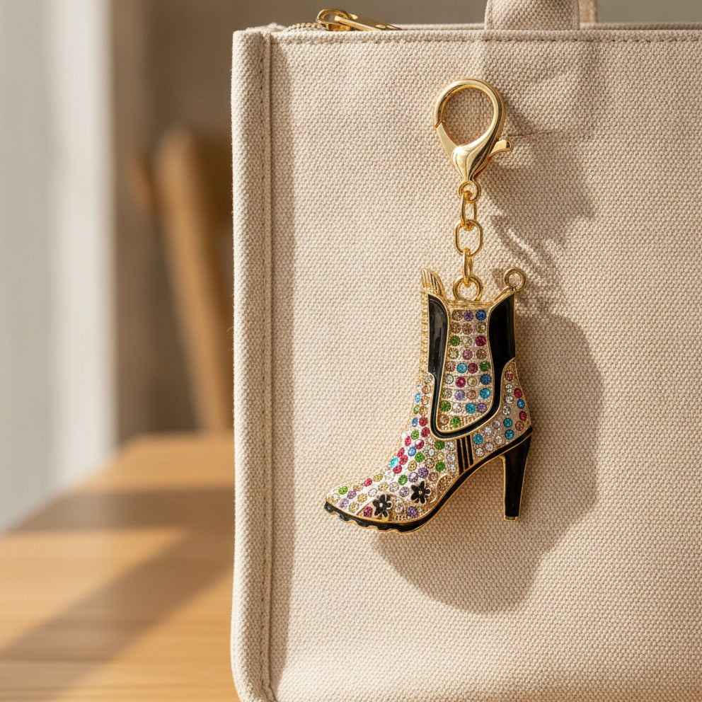 Rhinestone Cowboy Boot Keychain - Multicolor