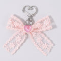 Lace Wing Heart Bag Charm - Pink