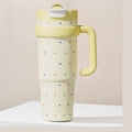 Pastel Yellow Polka Dot Travel Tumbler With Handle – novelty & toys (view 1)