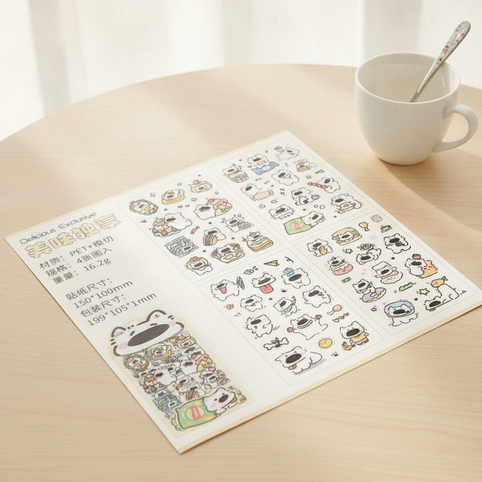 Puppy Roaming Sticker Set - Snack Time