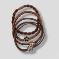 Brown Twisted Hair Tie Set With Heart Charms – hair accessories (view 1)