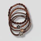 Brown Twisted Hair Tie Set With Heart Charms – hair accessories (view 1)