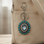 Turquoise Sunburst Charm Keychain - Type 1
