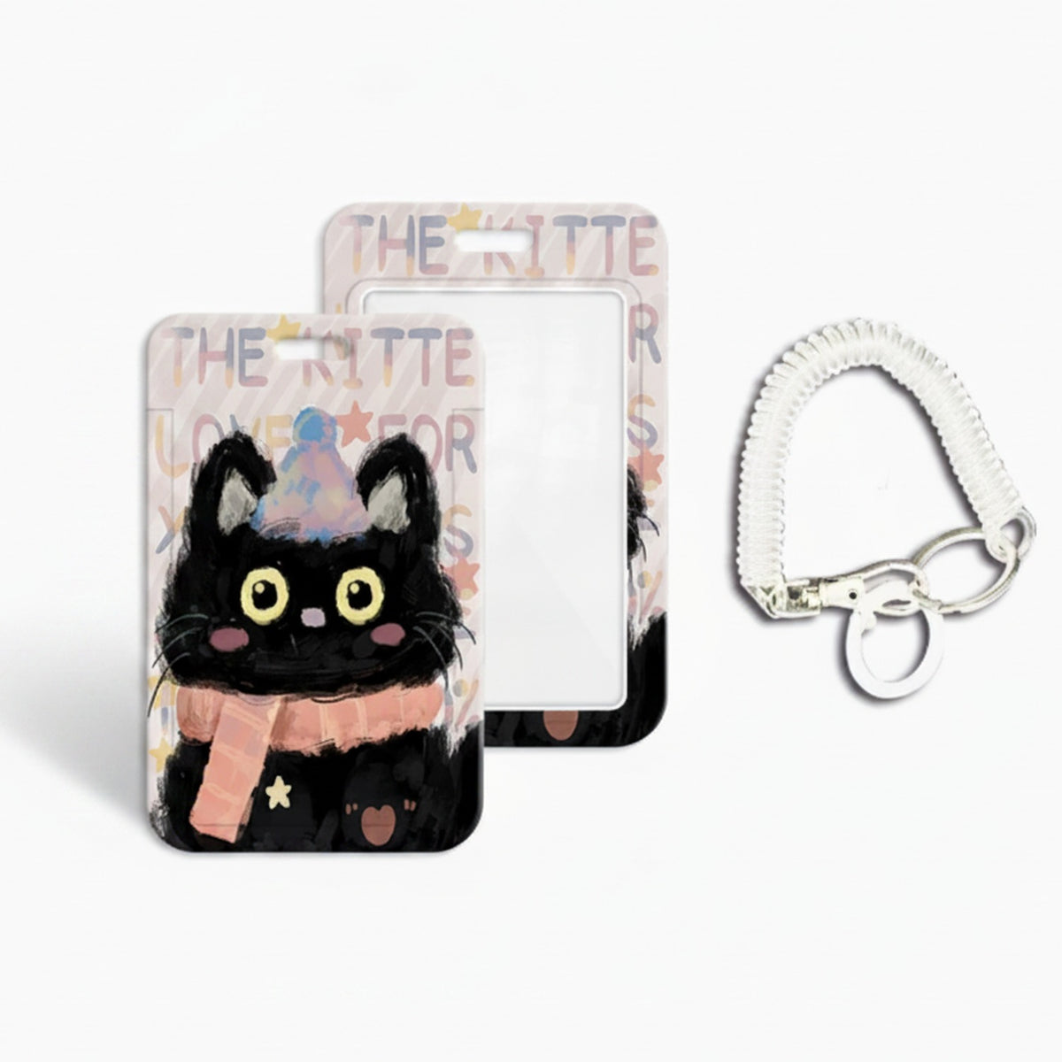 Doodle Black Cat Card Holder with Lanyard – bags & wallets (view 1)