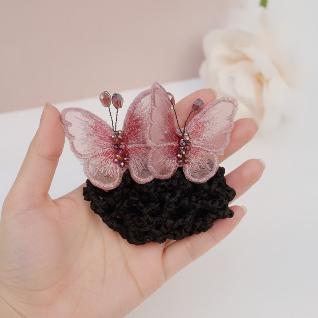 Embroidered Butterfly Hair Claw - Pink