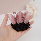 Embroidered Butterfly Hair Claw - Pink