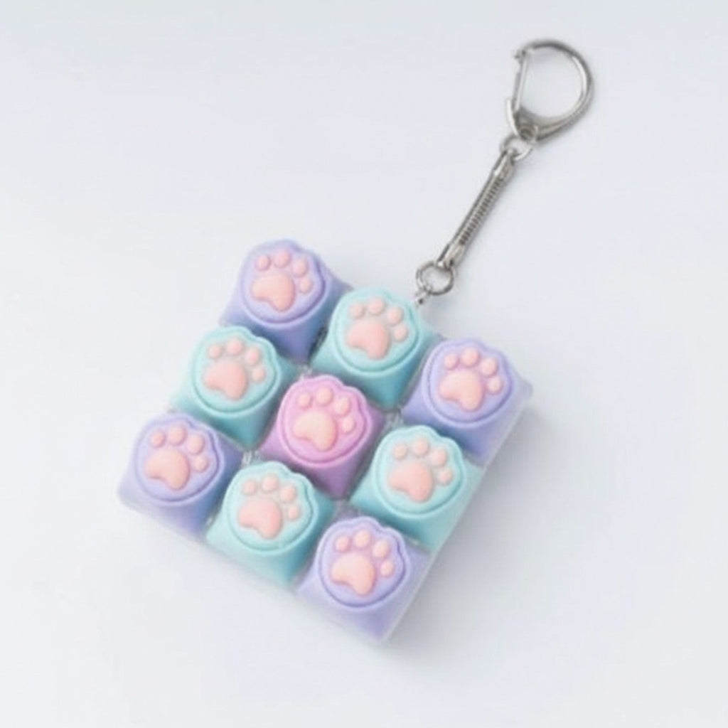 Paw Pad Pop It Keychain - Pink & Purple