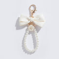 Pearl Bow Charm Keychain - White