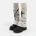 Gothic Cross Knit Arm Warmers - White