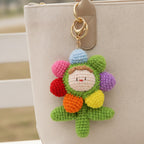 Smiley Flower Crochet Keychain - Rainbow