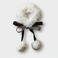 Fuzzy Scrunchie With Brown Ribbon Bow – hair accessories