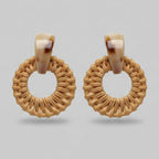 Woven Rattan Circle Drop Earrings – jewelry (view 1)