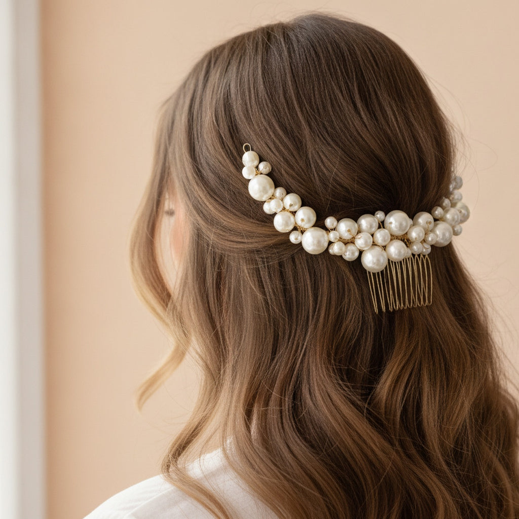 Pearl Cluster Hair Comb Cream Pearl