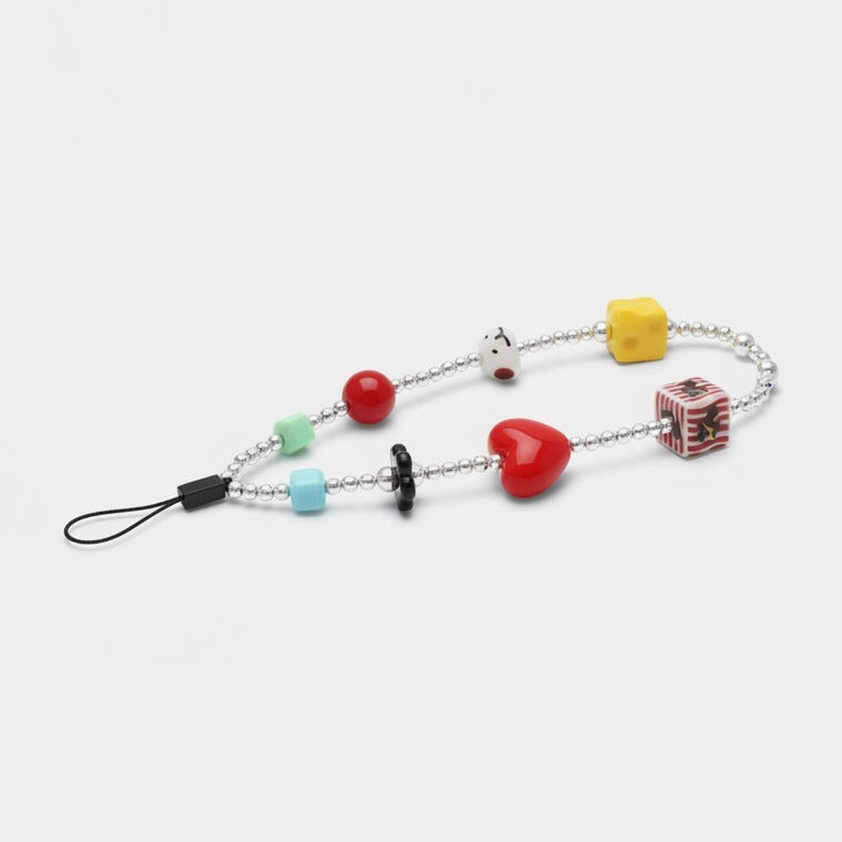 Beaded Charm Keychain - Silver