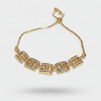 Gold Geometric Rhinestone Chain Bracelet – jewelry (view 1)