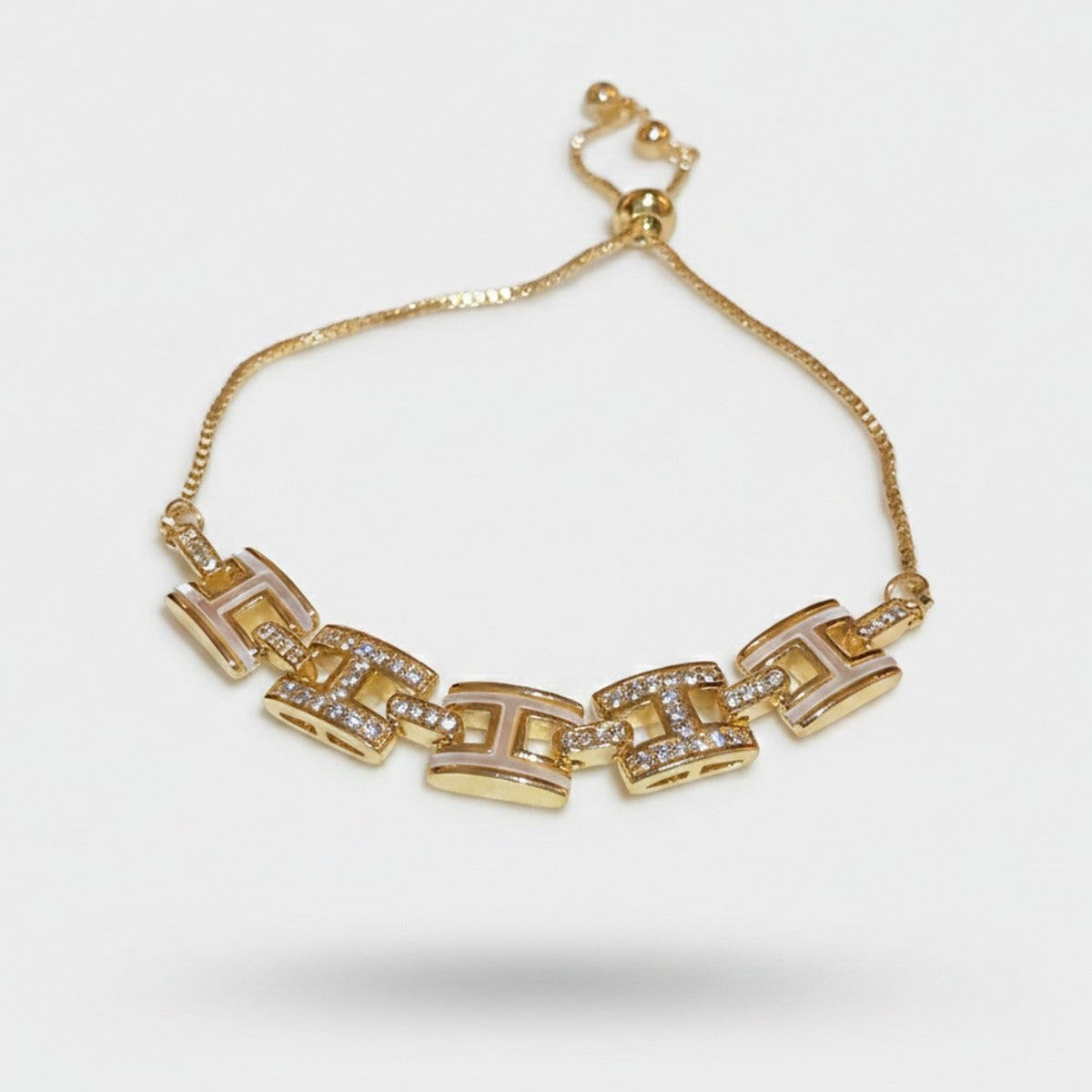 Gold Geometric Rhinestone Chain Bracelet – jewelry (view 1)