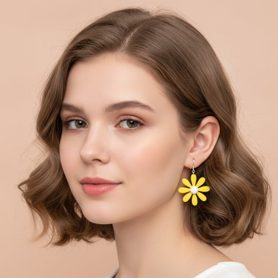 Daisy Dangle Earrings - Yellow Daisy