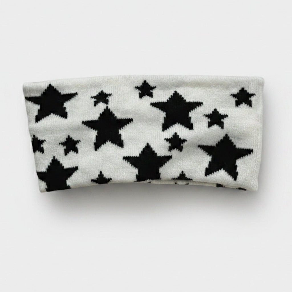 Star Knit Headband Wrap - White – hair accessories (view 1)