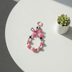 Beaded Star Charm Keychain - Barbie Pink Star