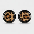 Leopard Print Black Circle Stud Earrings – jewelry (view 1)