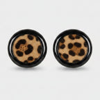 Leopard Print Black Circle Stud Earrings – jewelry (view 1)