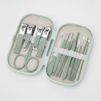 Sage Green Nail Care Kit With Scissors And Tools – Korean nail care (view 1)