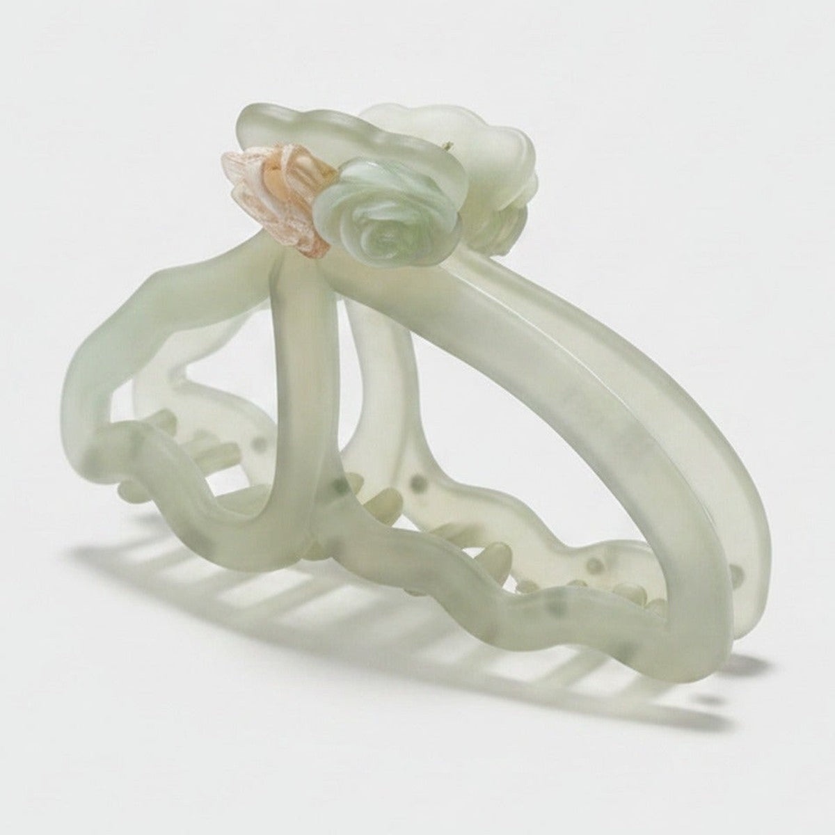 Rose Flower Hair Claw Clip - Clear Green Flower Claw Clip – hair accessories (view 1)